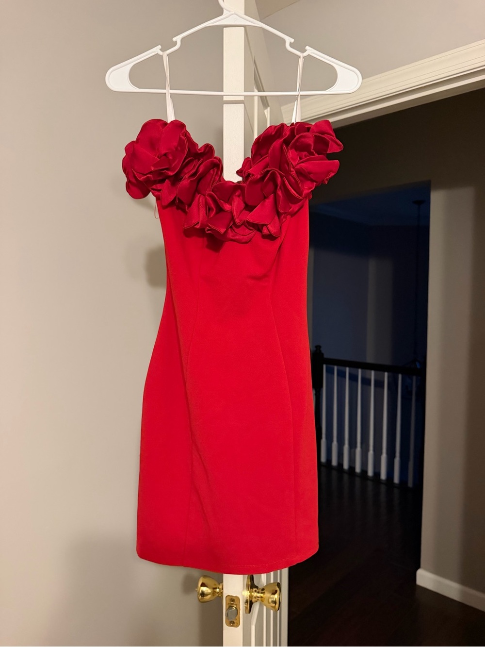 B Darlin Ruffled Neck Off the Shoulder Mini Dress